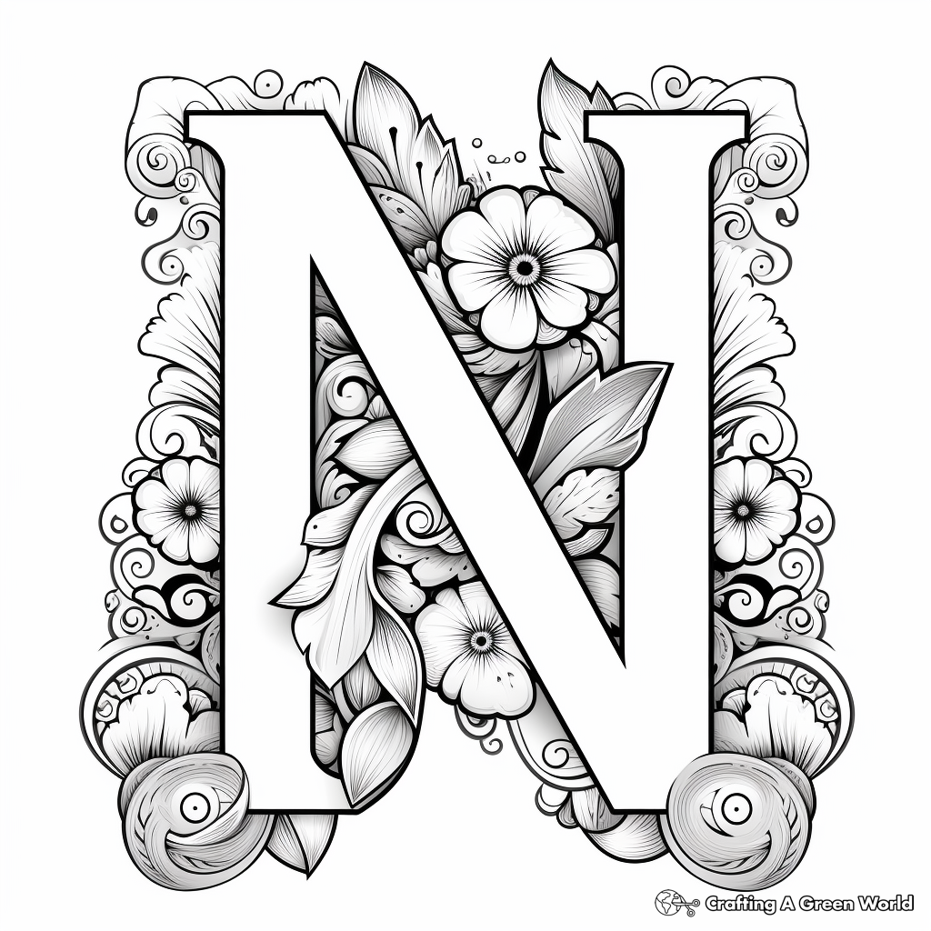 Letter n coloring pages