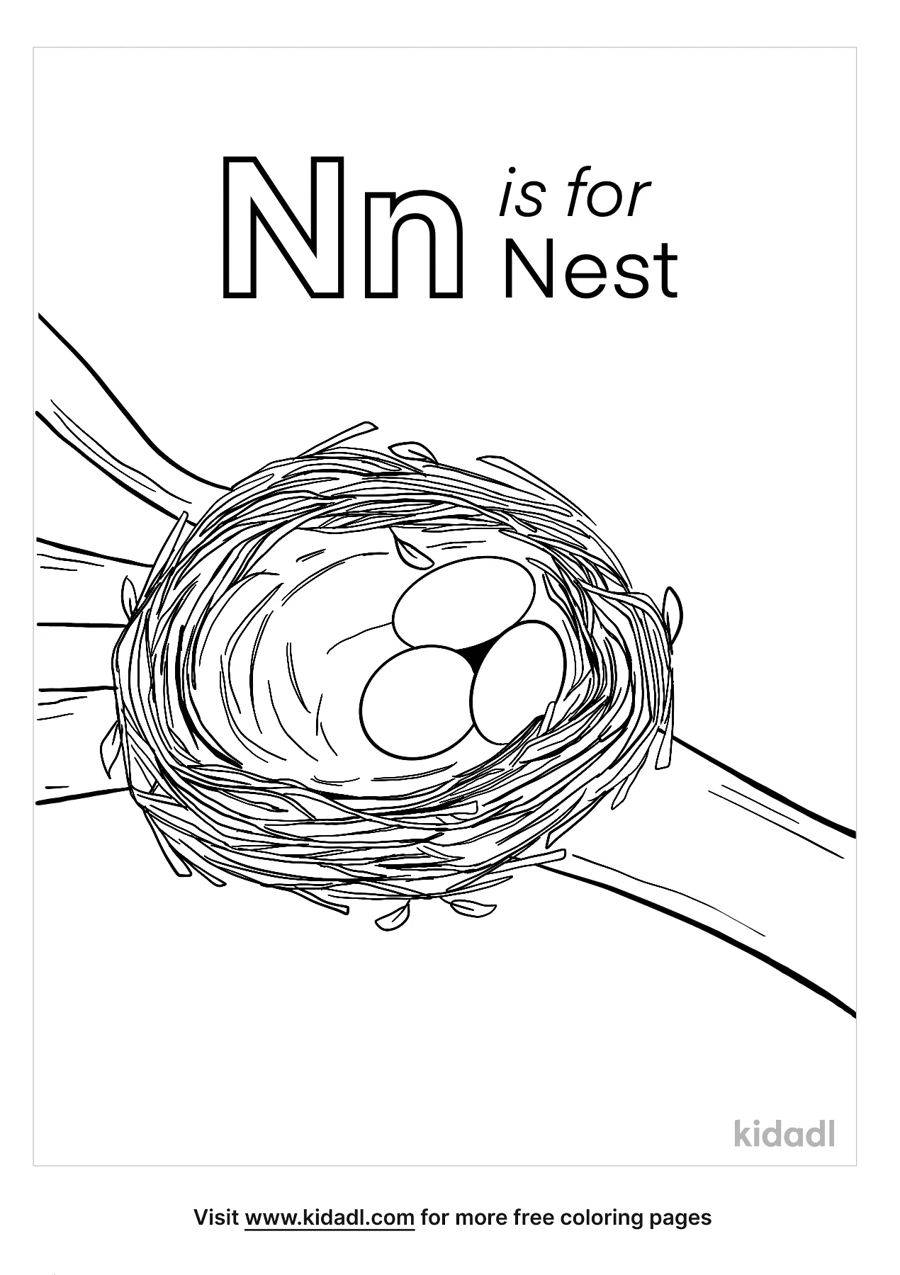 Free n is for nest coloring page coloring page printables