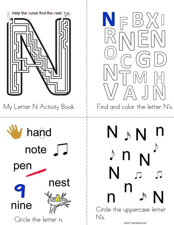 Letter n activity book
