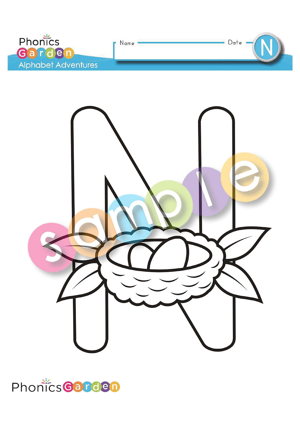 Nn letter craft nest uppercase n pages phonics garden