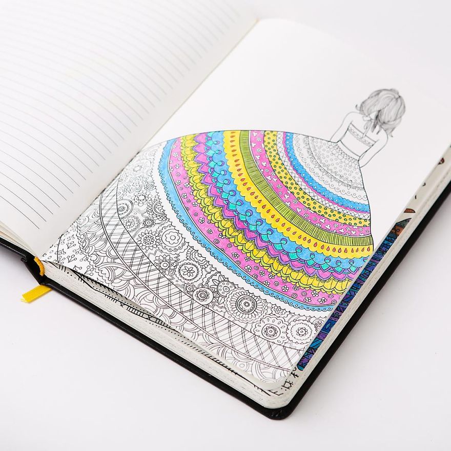 Coloring notebook with beautiful coloring pages helps adults relax bored panda