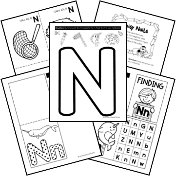 Letter n alphabet lapbook
