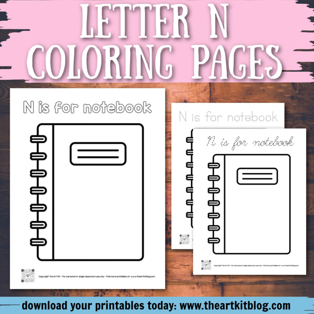 N is for notebook coloring pages â the art kit