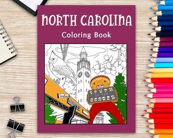 North carolina adult coloring book painting on usa states