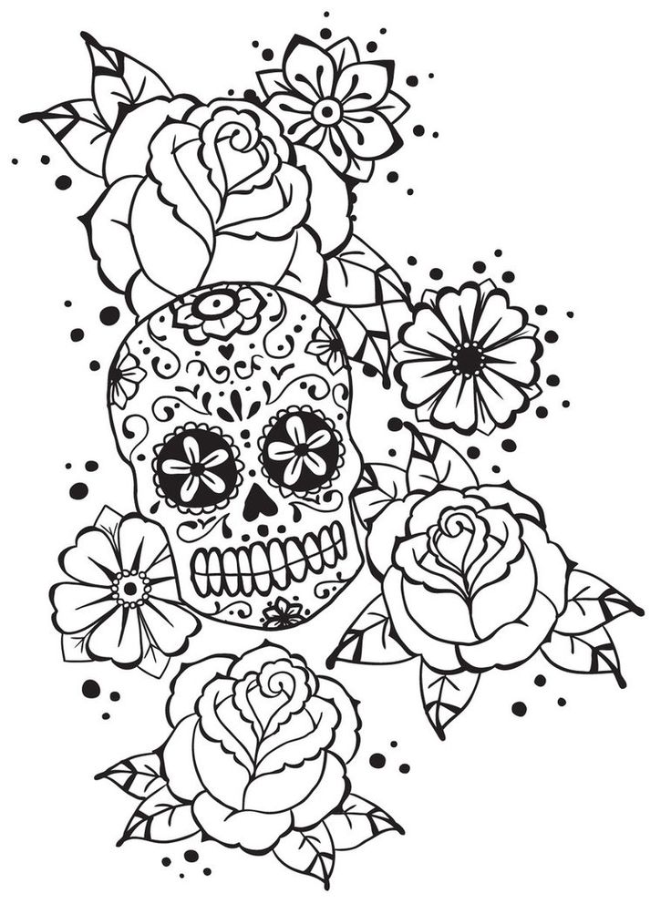 Calaveranroses for monsieur notebook skull coloring pages rose coloring pages printable coloring pages