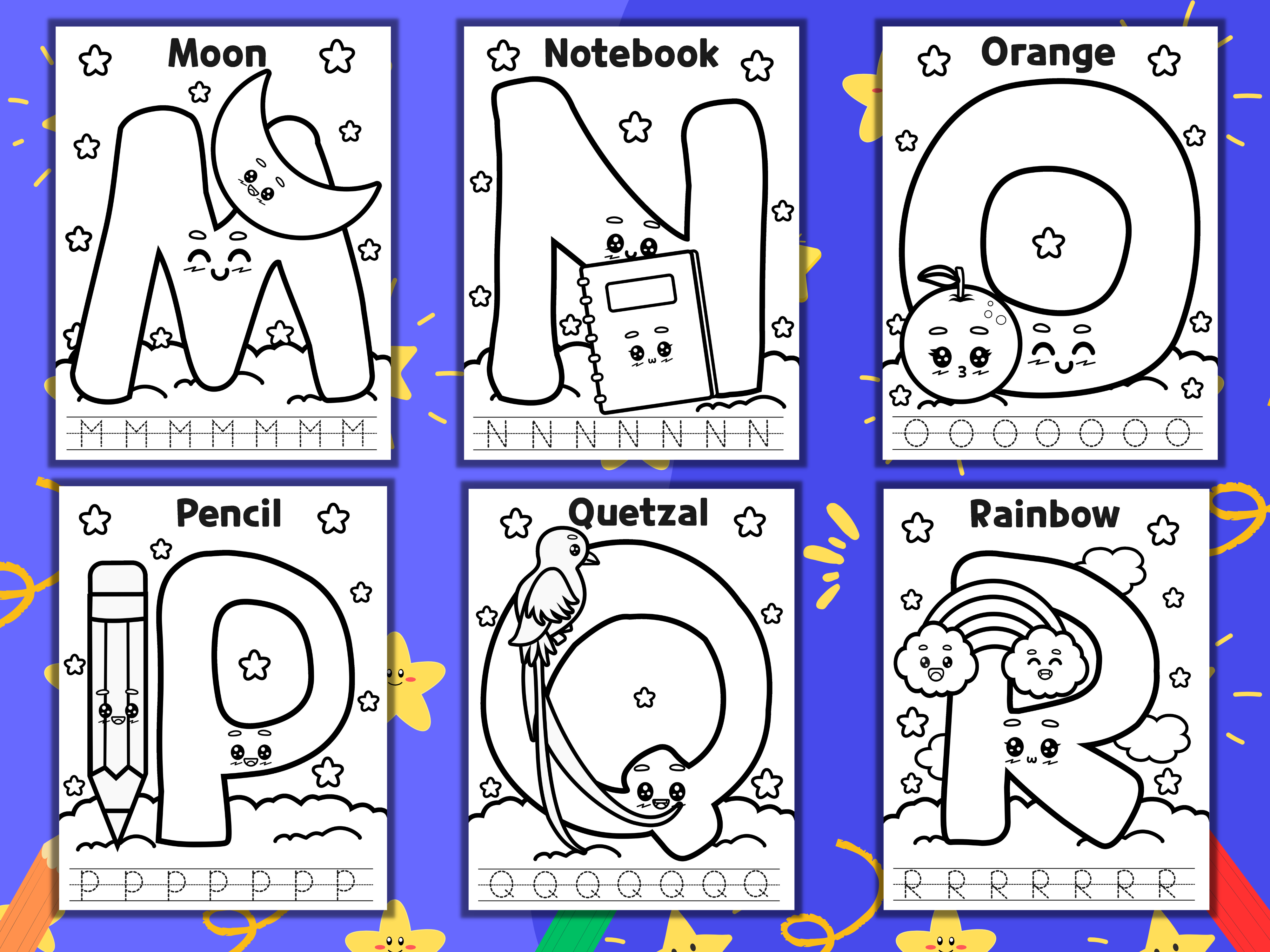 Abc alphabet coloring pages for kids by artika on