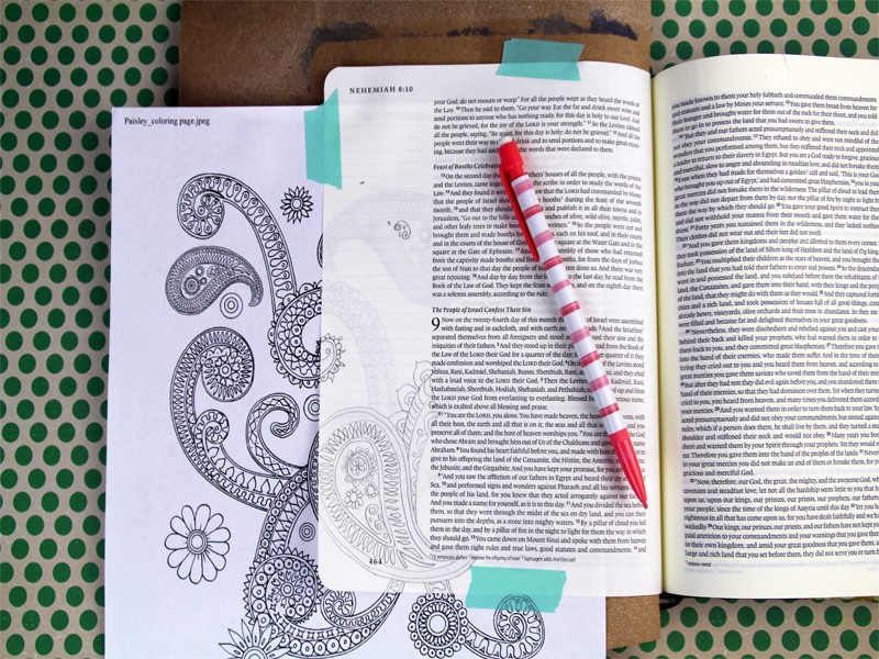 Use coloring pages for bible journaling