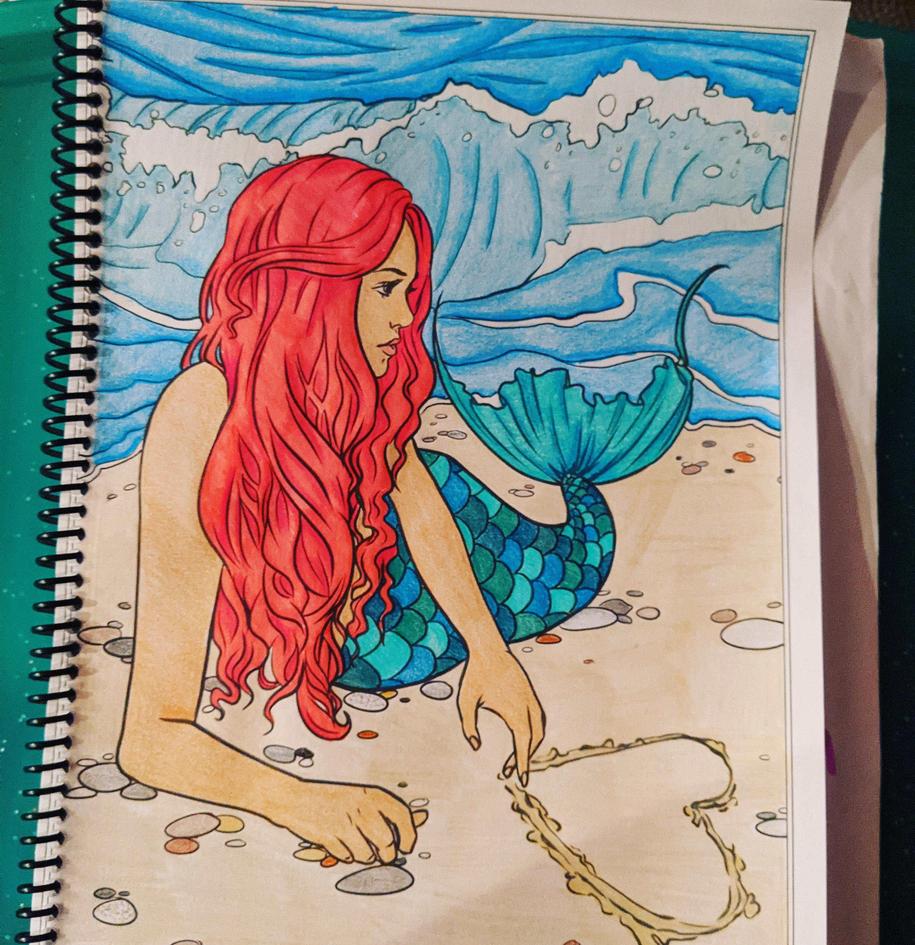 Took a break from my christmas coloring books to plete this mermaid coloring book is selina fenechs mermaids calm ocean rcoloring