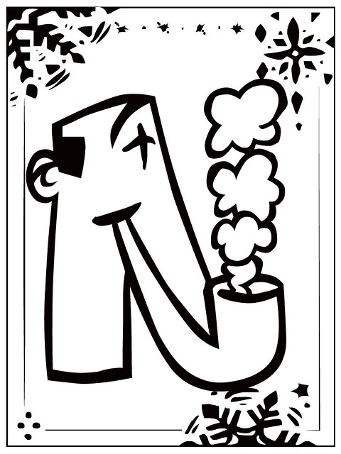Letter n caricature style alphabet coloring pages wwwrealâ