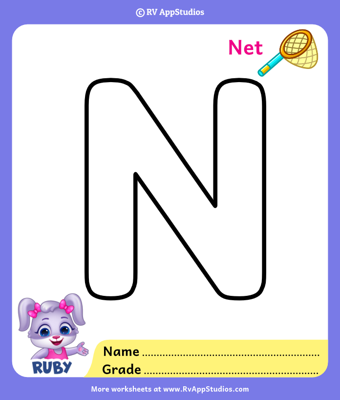 Letter n coloring pages