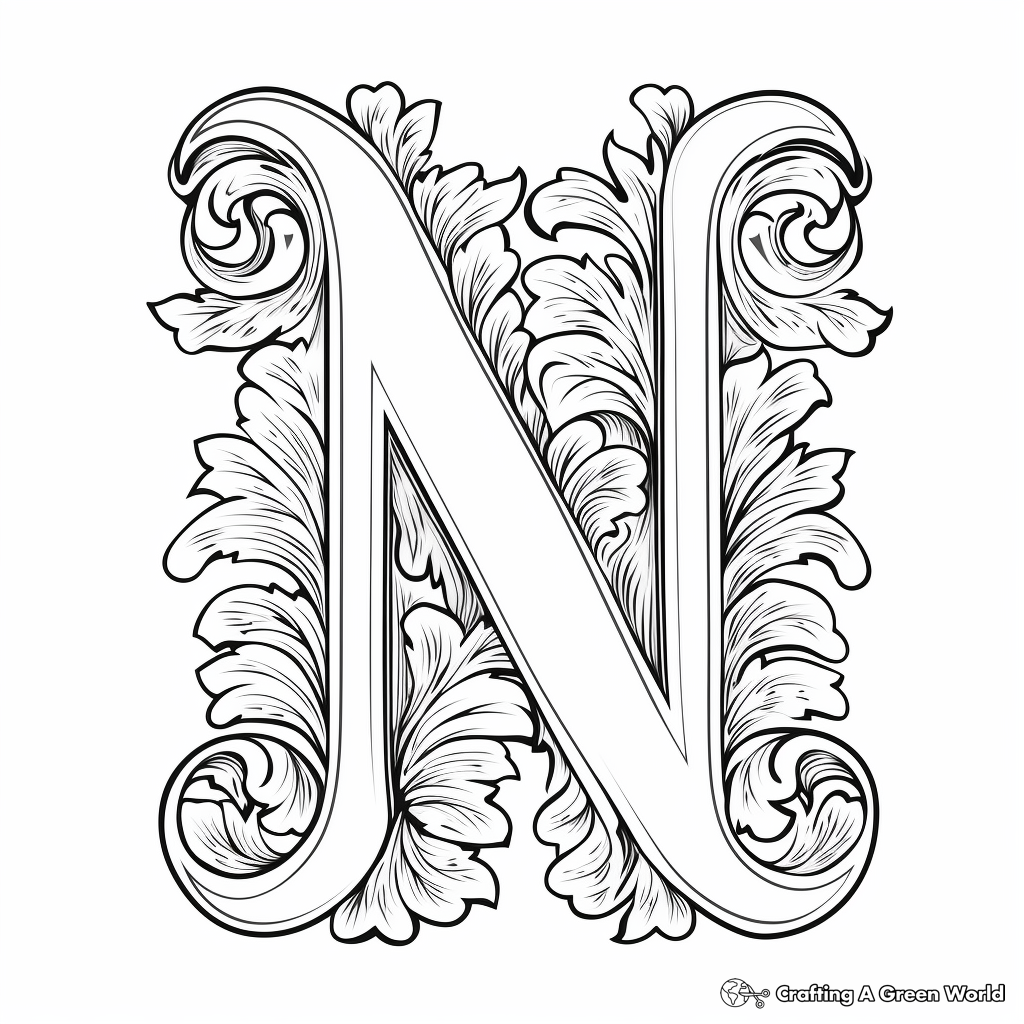 Letter n coloring pages