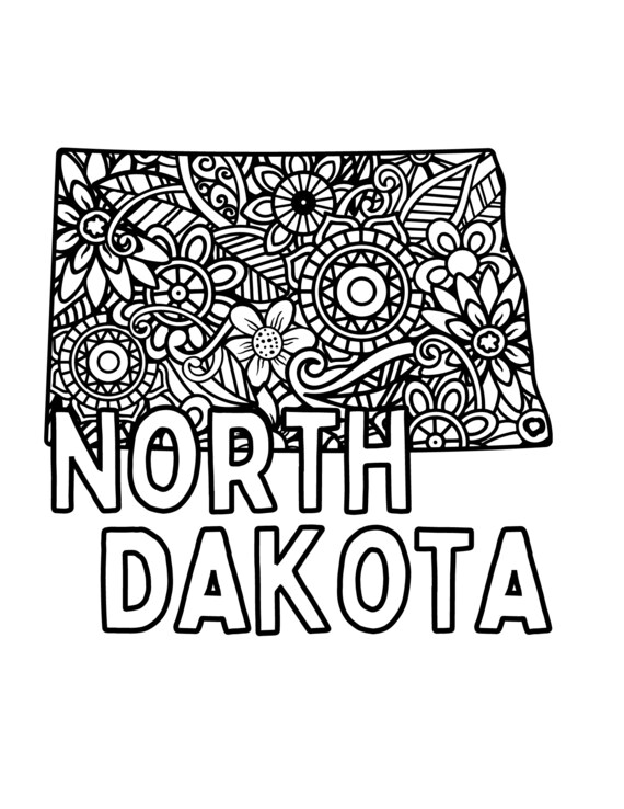North dakota coloring pages state name floral mandala coloring sheet pdf pages