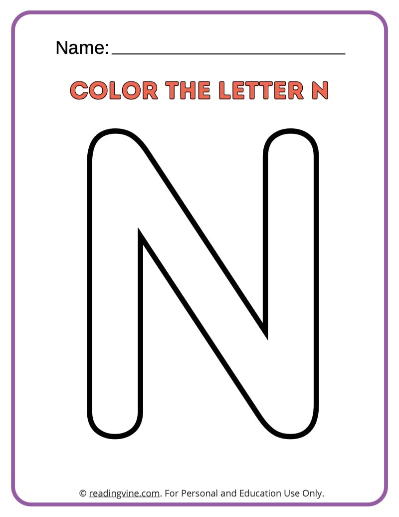 Letter n worksheets for preschool free printable