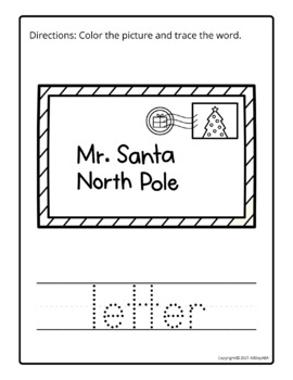Christmas word tracing pages