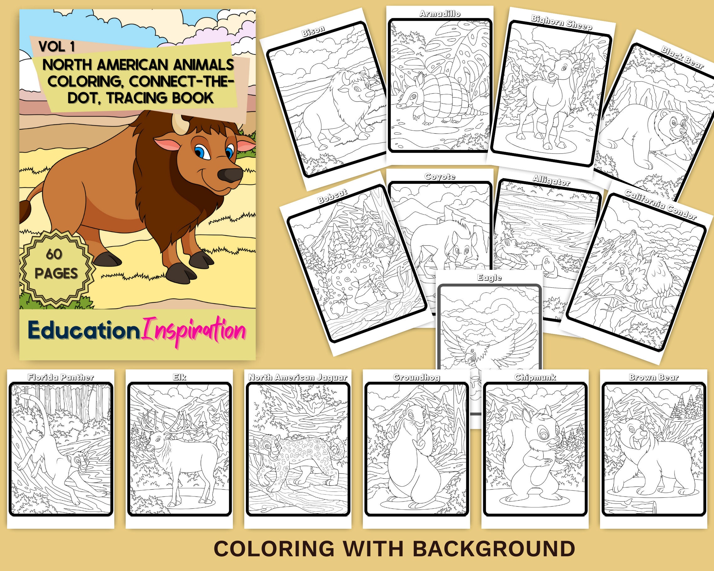 North american animal coloring animal coloring north american animals kids coloring kids activities dot to dot