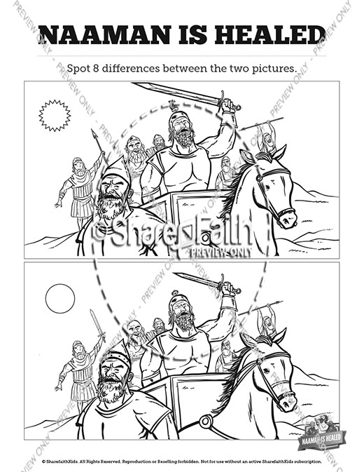 Naaman the leper kings sunday school coloring pages clover media