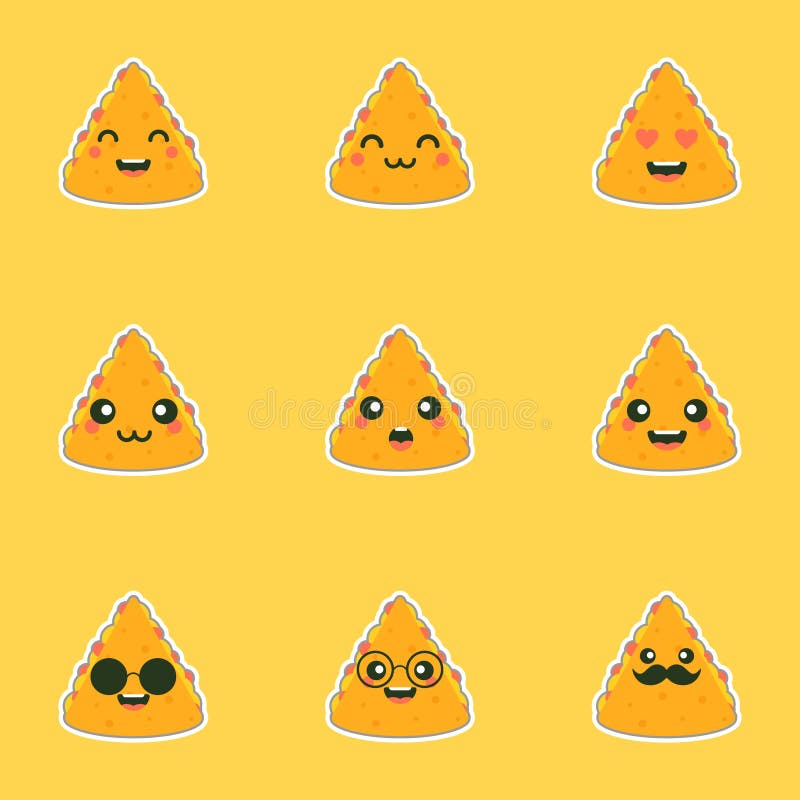 Cute and kawaii quesadilla character mexican food flat design illustration hand drawn cute emoji stock vector