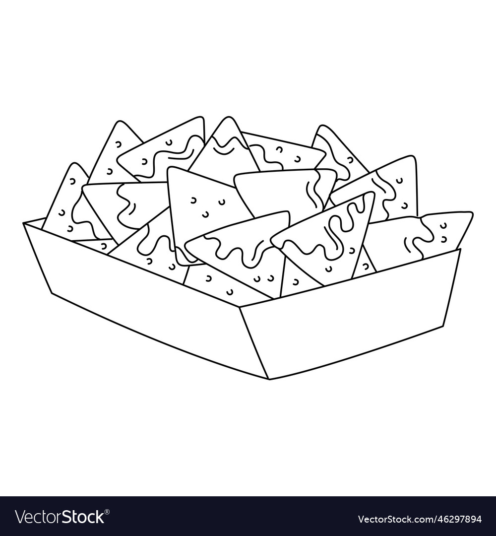 Nachos isolated coloring page for kids royalty free vector