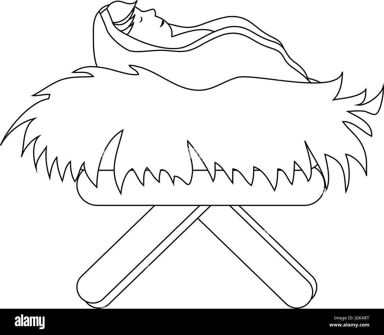 El nião jãºs en la cuna de paja icono ilustraciãn vectorial diseão grãfico imagen vector de stock