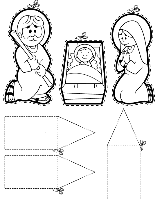 Nacimiento de jesãºs para colorear y recortar