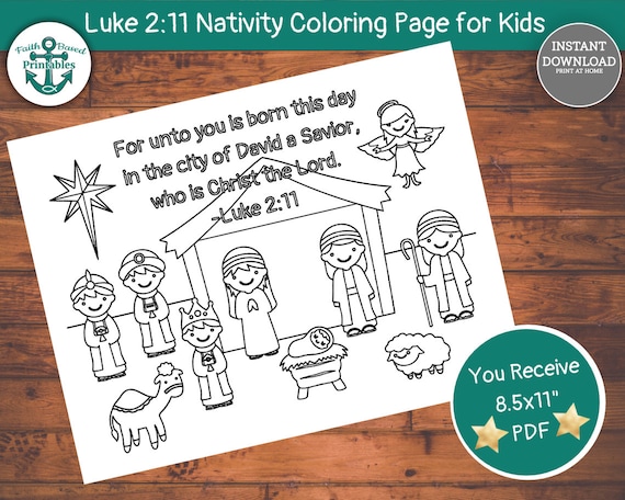 Pãgina para colorear de la natividad imprimible para niãos escena de la natividad de navidad pãgina para colorear del nacimiento de jesãºs actividad de la natividad lucas nacimiento de cristo