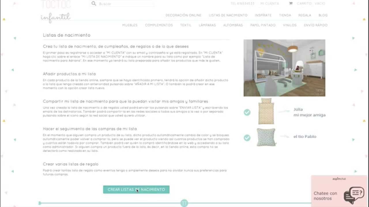 Crear lista de nacimiento en nuestra web toctoc infantil