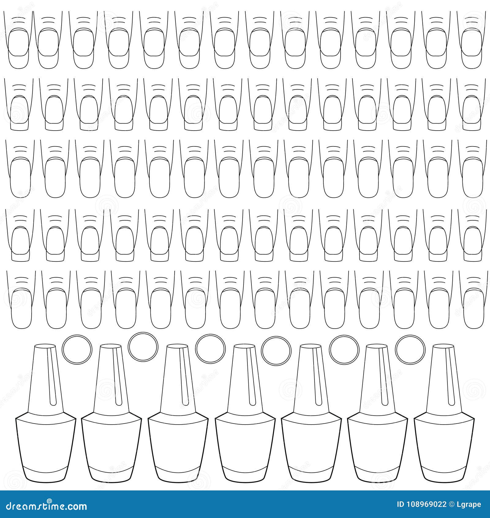Template for manicure art therapy coloring book for adults stock vector