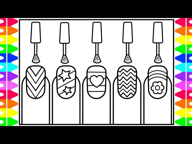 How to draw nail art for kids ð ðððnail art drawing and coloring pages for kids
