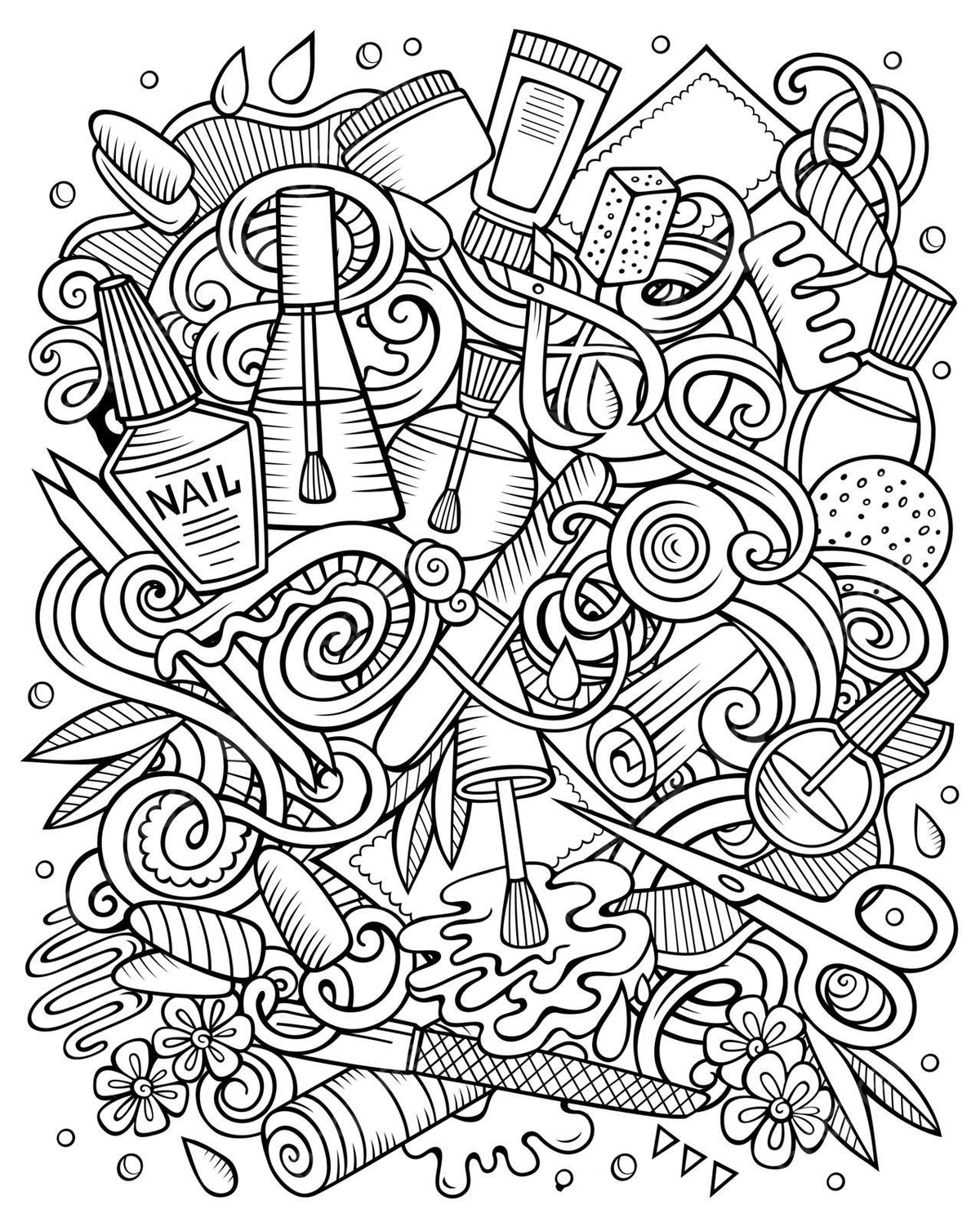 Handdrawn vector doodles of a nail salon a unique manicure poster design vector man drawing nail drawing sign drawing png and vector with transparent background for free download