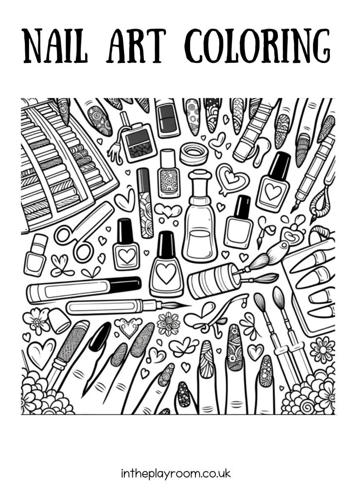 Free nail art loring pages for kids