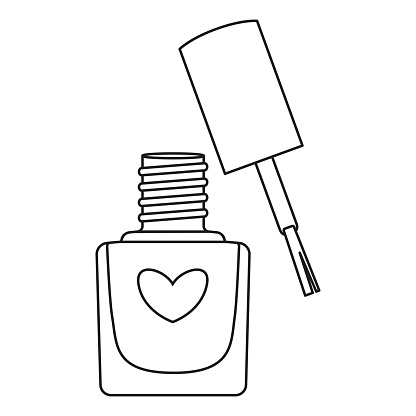 Line art black and white open nail polish bottle stock illustration