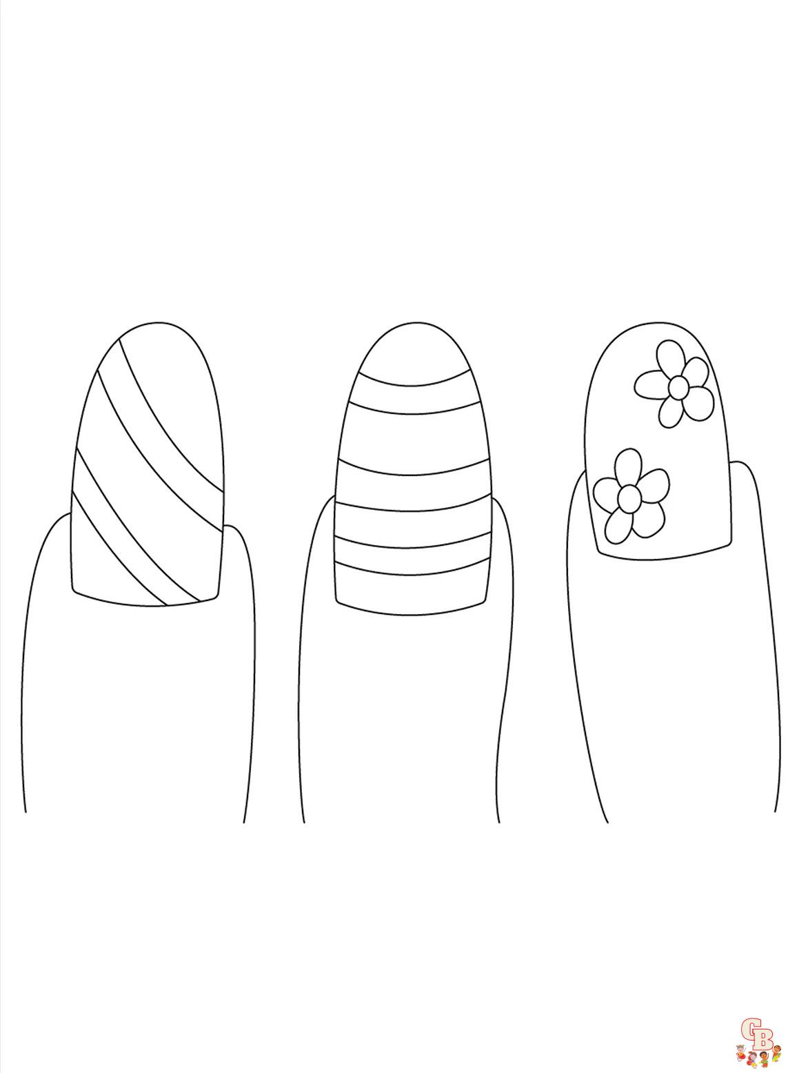 Printable nail coloring pages free for kids and adults
