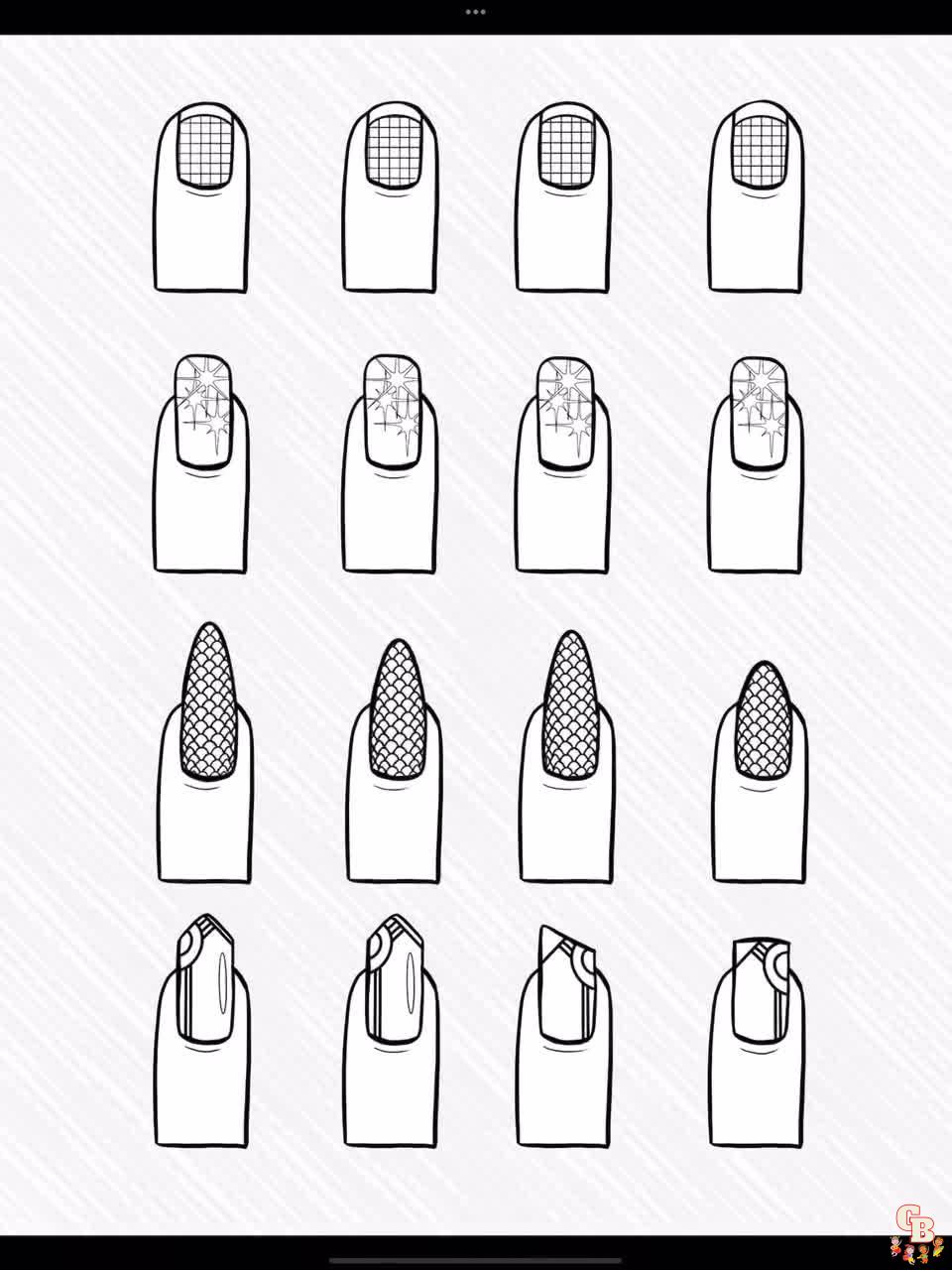 Printable nail coloring pages free for kids and adults
