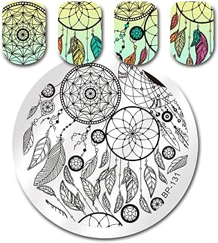 Generic bp dream catcher round nail stamp image plate pengu emoji facial expression born pretty nail art stampg template bp