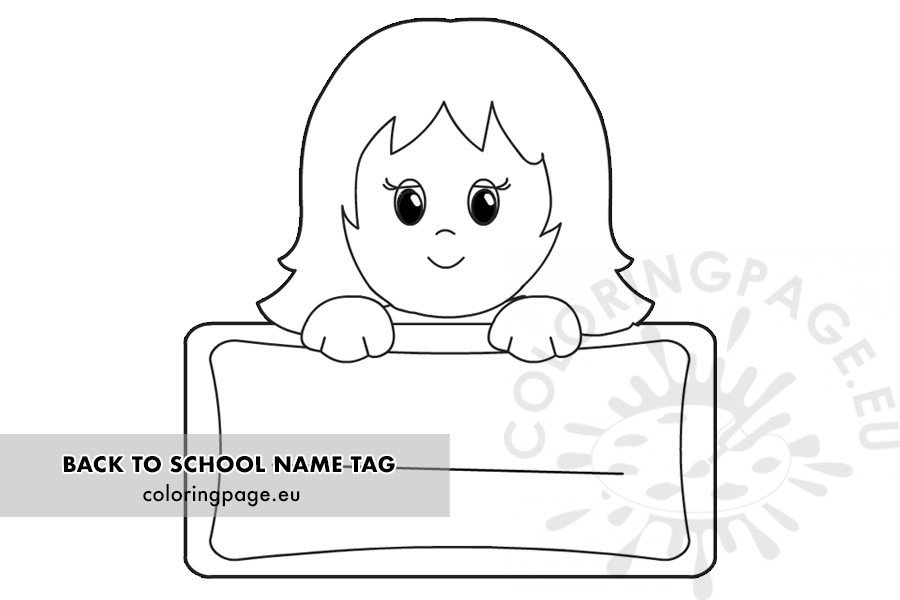 Printable girl school label coloring page