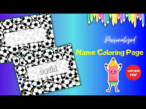 Personalized name coloring page football template