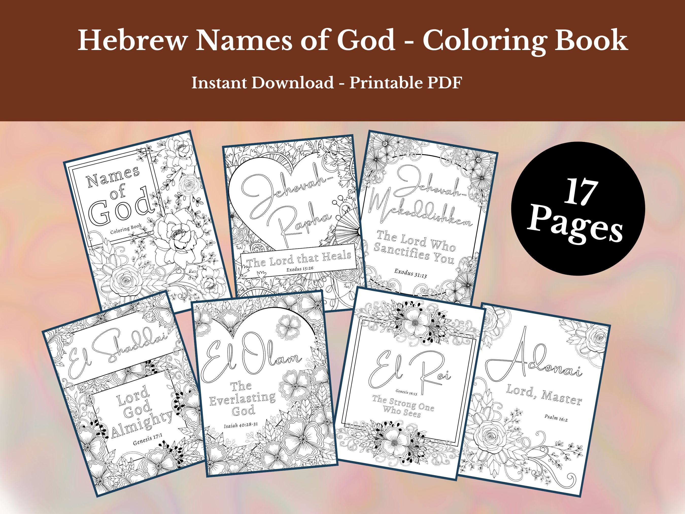 Names of god printable bible verse coloring pages scripture coloring pages printable adult coloring book instant download