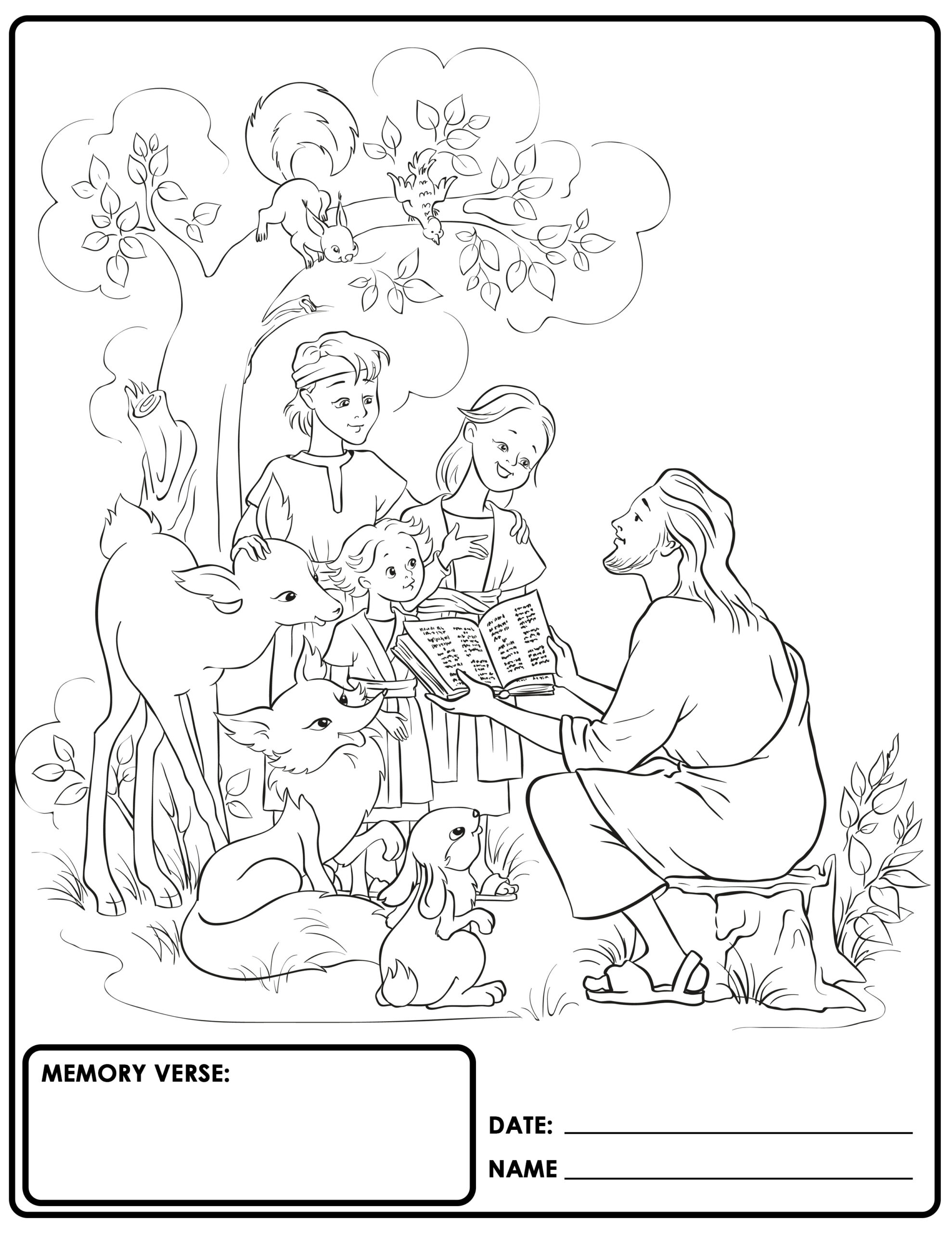 Childrens church bible coloring sheets