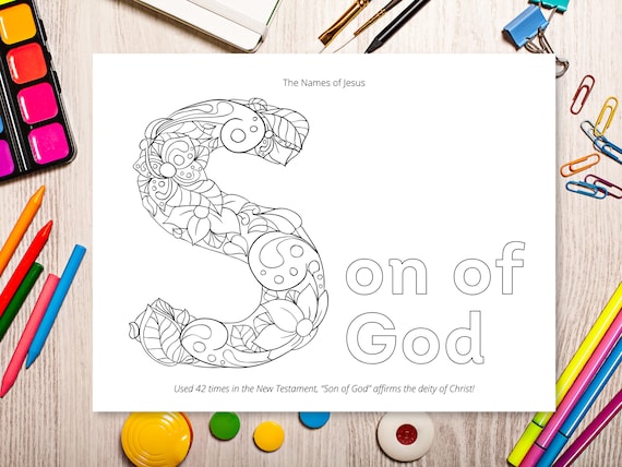 Printable names of jesus coloring pages sunday school homeschool scripture verses christian marker crayon adult coloring pages