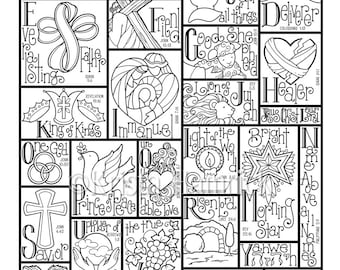Name above all names coloring page in three sizes x x suitable for framing x for bible journaling tip