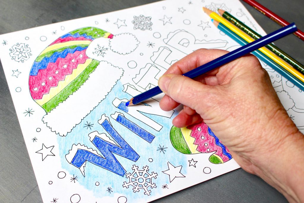 Winter season free coloring page