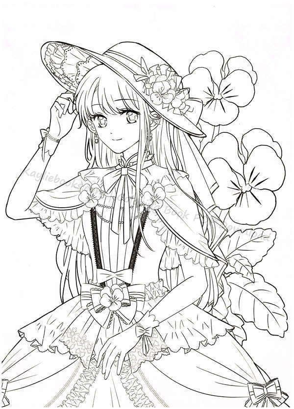 Cute girl coloring page manga coloring book cartoon coloring pages coloring book art