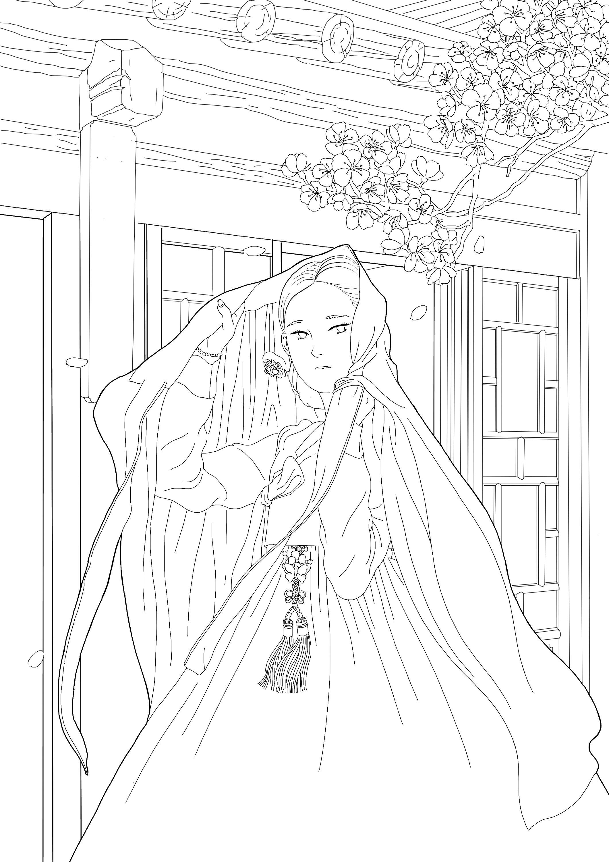 Walking around the palace alone in spring day
