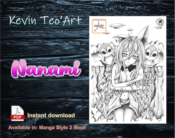 Nanami kevin teoart coloring page grayscale illustration coloring page download printable file pdf