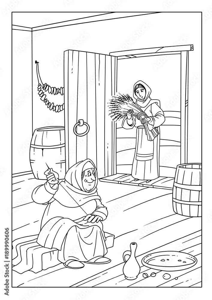 Ruth brought her mother in law naomi sheaf illustration