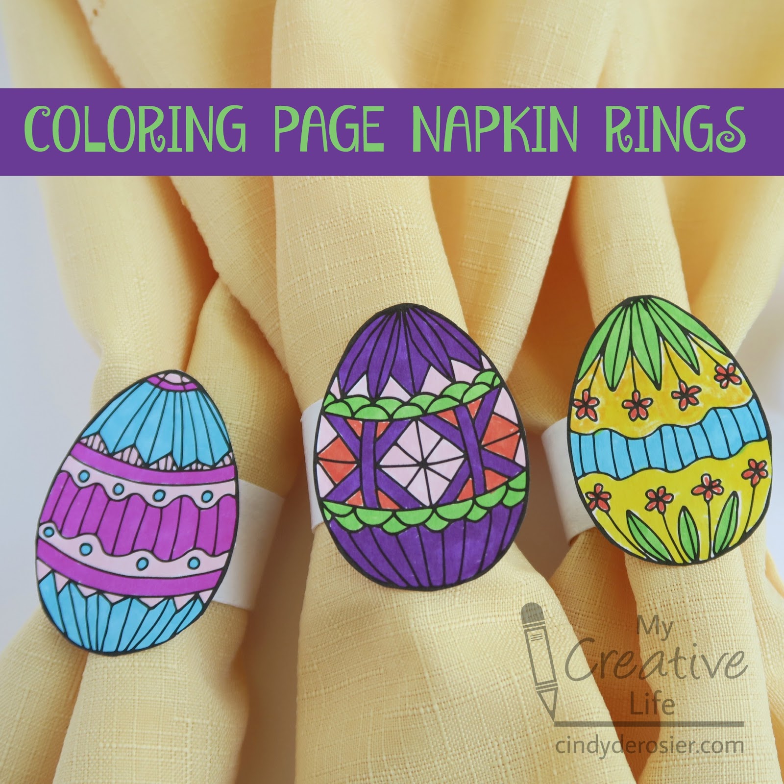 Cindy derosier my creative life coloring page napkin rings for easter