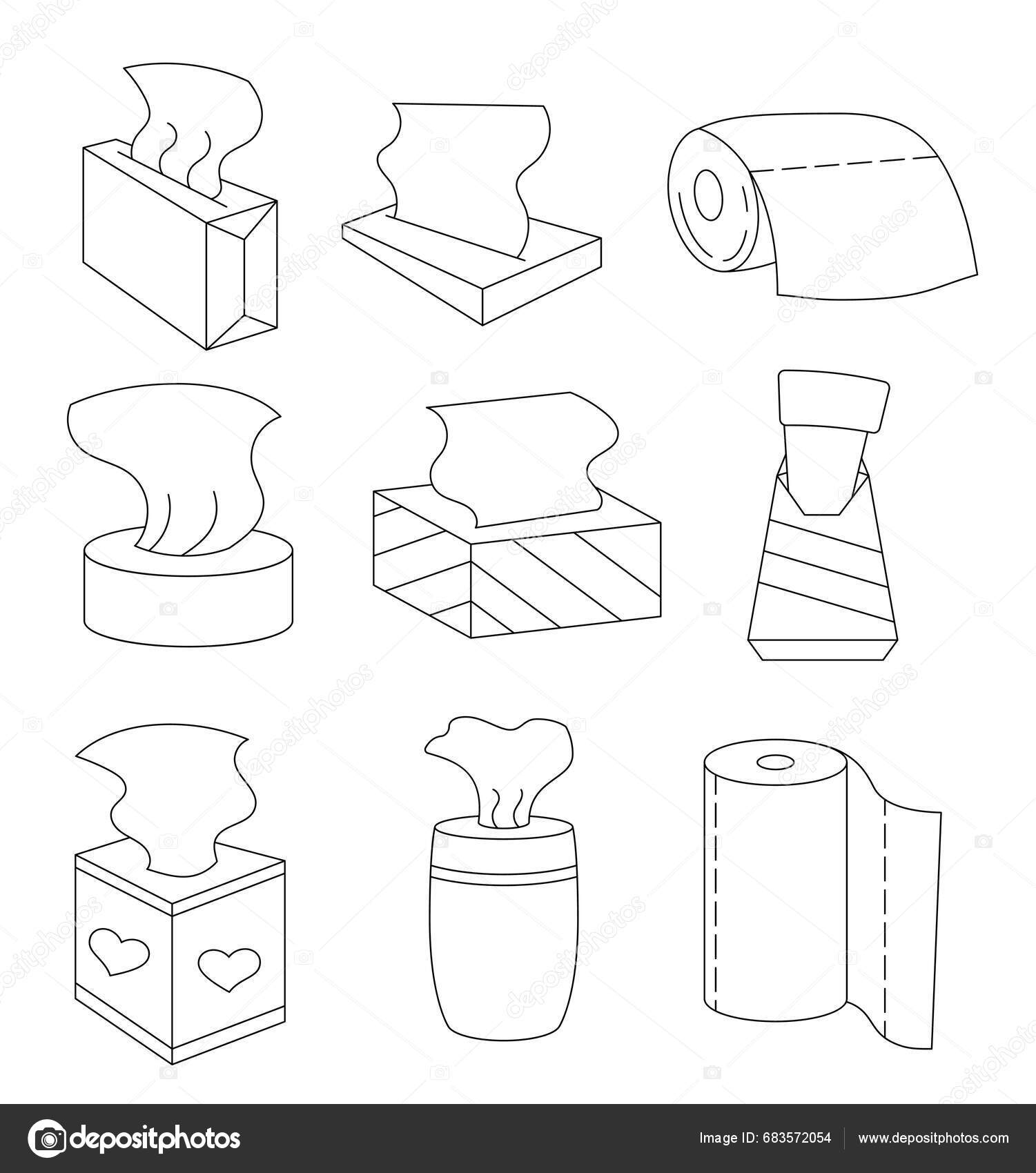 Napkin toilet paper coloring page tissue box sheet half pulled stock vector by palau