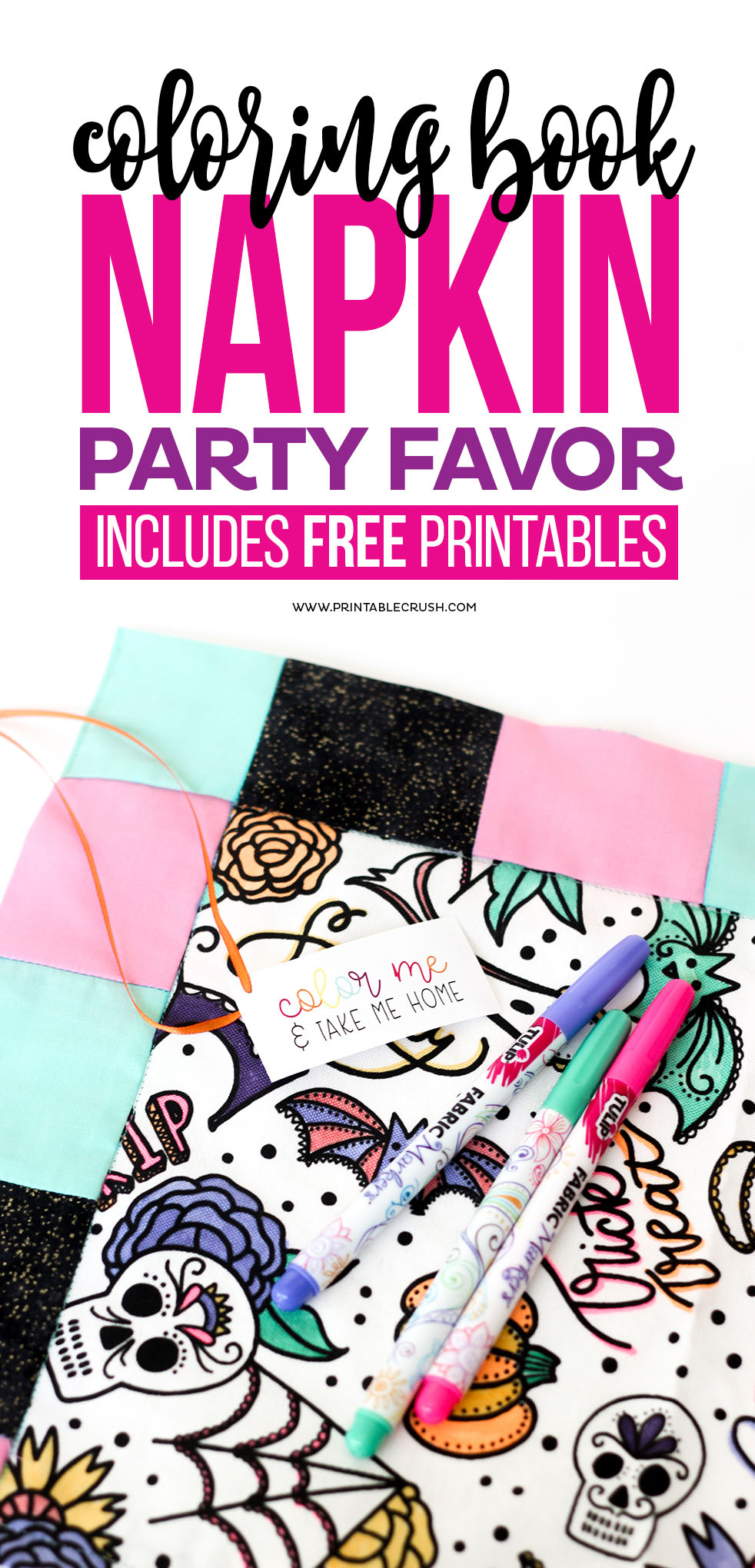 Halloween coloring book napkin party favor idea