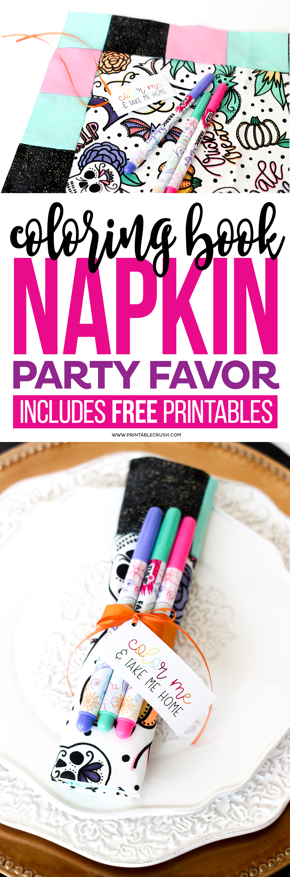 Halloween coloring book napkin party favor idea