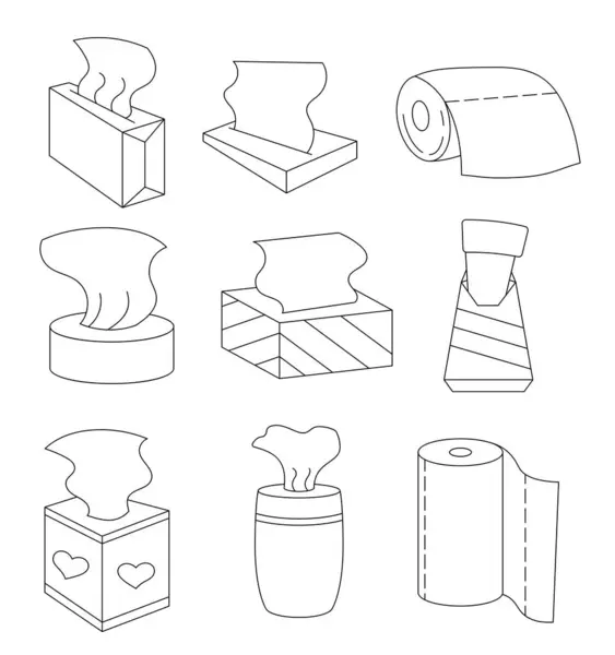 Napkin toilet paper coloring page tissue box sheet half pulled stock vector by palau